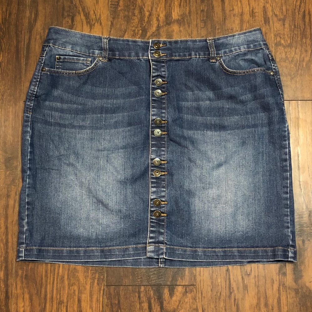 Inc Denim Button Down Blue Jean Skirt Size 16W
